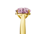 Yellow gold Fancy Pink Round Cut Diamond Solitaire Engagement Ring with Cathedral Setting and Four-Prong Mount_89