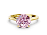 Yellow gold Fancy Pink Round Cut Diamond Solitaire Engagement Ring with Classic Band and Four-Prong Setting_17