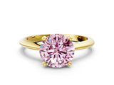 Yellow gold Fancy Pink Round Cut Diamond Solitaire Engagement Ring with Classic Band and Four-Prong Setting_24