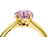 Yellow gold Fancy Pink Round Cut Diamond Solitaire Engagement Ring with Classic Band and Four-Prong Setting_28