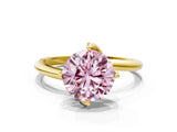 Yellow gold Fancy Pink Round Cut Diamond Solitaire Engagement Ring with Four-Prong Setting and Classic Band_20