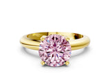 Yellow gold Fancy Pink Round Cut Diamond Solitaire Engagement Ring with Round Band and Four-Prong Setting_149