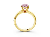 Yellow gold Fancy Pink Round Cut Diamond Solitaire Engagement Ring with Round Band and Four-Prong Setting_152