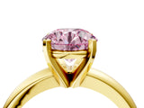 Yellow gold Fancy Pink Round Cut Diamond Solitaire Engagement Ring with Round Band and Four-Prong Setting_153