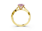 Yellow gold Fancy Pink Round Cut Diamond Solitaire Engagement Ring with Twisted Pavé Band and Four-Prong Setting_88