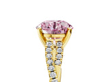 Yellow gold Fancy Pink Round Cut Diamond Solitaire Engagement Ring with Twisted Pavé Band and Four-Prong Setting_90