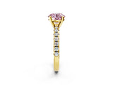 Yellow gold Fancy Pink Round Cut Diamond Solitaire Pavé Engagement Ring with Round Band and Prong Setting_80