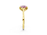 Yellow gold Fancy Pink Round Cut Diamond Solitaire Ring with Flower Prong Setting and Classic Band_14