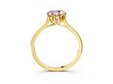 Yellow gold Fancy Pink Round Cut Diamond Solitaire Ring with Flower Prong Setting and Classic Band_15