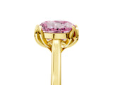 Yellow gold Fancy Pink Round Cut Diamond Solitaire Ring with Flower Prong Setting and Classic Band_17