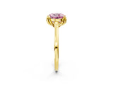 Yellow gold Fancy Pink Round Cut Diamond Solitaire Ring with Flower Prong Setting and Classic Band_38