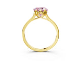 Yellow gold Fancy Pink Round Cut Diamond Solitaire Ring with Flower Prong Setting and Classic Band_39