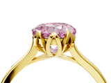 Yellow gold Fancy Pink Round Cut Diamond Solitaire Ring with Flower Prong Setting and Classic Band_40