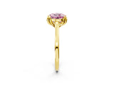 Yellow gold Fancy Pink Round Cut Diamond Solitaire Ring with Flower Prong Setting and Classic Band_48
