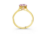 Yellow gold Fancy Pink Round Cut Diamond Solitaire Ring with Flower Prong Setting and Classic Band_49