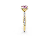 Yellow gold Fancy Pink Round Cut Diamond Solitaire Ring with Four-Prong Setting and Pavé Band_5