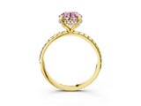 Yellow gold Fancy Pink Round Cut Diamond Solitaire Ring with Four-Prong Setting and Pavé Band_6