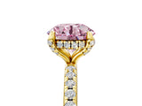 Yellow gold Fancy Pink Round Cut Diamond Solitaire Ring with Four-Prong Setting and Pavé Band_8