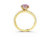 Yellow gold Fancy Pink Round Cut Diamond Solitaire Ring with Pavé Band and Four-Prong Setting_20