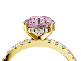Yellow gold Fancy Pink Round Cut Diamond Solitaire Ring with Pavé Band and Four-Prong Setting_21