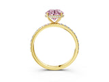 Yellow gold Fancy Pink Round Cut Diamond Solitaire Ring with Pavé Band and Hidden Halo_23
