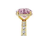 Yellow gold Fancy Pink Round Cut Diamond Solitaire Ring with Pavé Band and Hidden Halo_25