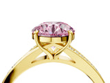 Yellow gold Fancy Pink Round Cut Diamond Solitaire Ring with Pavé Band and Prong Setting_16