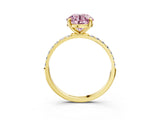 Yellow gold Fancy Pink Round Cut Diamond Solitaire Ring with Pave Band and Four Prong Setting_18