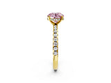 Yellow gold Fancy Pink Round Cut Diamond Solitaire Ring with Round  Pavé Band and Four-Prong Setting_38