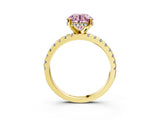 Yellow gold Fancy Pink Round Cut Diamond Solitaire Ring with Round  Pavé Band and Four-Prong Setting_39