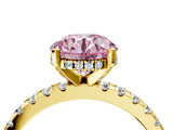 Yellow gold Fancy Pink Round Cut Diamond Solitaire Ring with Round  Pavé Band and Four-Prong Setting_40