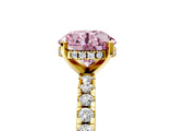 Yellow gold Fancy Pink Round Cut Diamond Solitaire Ring with Round  Pavé Band and Four-Prong Setting_41
