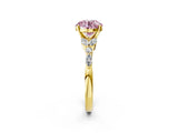 Yellow gold Fancy Pink Round Cut Diamond Solitaire Ring with Side Stones and Four-Prong Setting_19