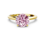 Yellow gold Fancy Pink Round Cut Diamond Solitaire Ring with Six-Prong Setting and Classic Band_54