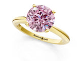 Yellow gold Fancy Pink Round Cut Diamond Solitaire Ring with Six-Prong Setting and Classic Band_55