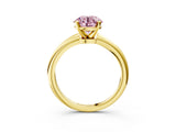 Yellow gold Fancy Pink Round Cut Diamond Solitaire Ring with Six-Prong Setting and Classic Band_57