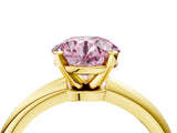 Yellow gold Fancy Pink Round Cut Diamond Solitaire Ring with Six-Prong Setting and Classic Band_58