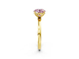 Yellow gold Fancy Pink Round Cut Diamond Solitaire Ring with Thin Band and Prong Setting_14