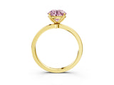 Yellow gold Fancy Pink Round Cut Diamond Solitaire Ring with Thin Band and Prong Setting_15
