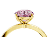 Yellow gold Fancy Pink Round Cut Diamond Solitaire Ring with Thin Band and Prong Setting_16