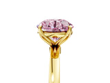 Yellow gold Fancy Pink Round Cut Diamond Solitaire Ring with Thin Band and Prong Setting_17