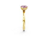 Yellow gold Fancy Pink Round Cut Diamond Solitaire Ring with Thin Band and Prong Setting_26
