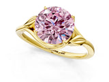 Yellow gold Fancy Pink Round Cut Diamond Solitaire Ring with Twist Band and Four-Prong Setting_31