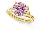 Yellow gold Fancy Pink Round Cut Diamond Solitaire Twist Band Prong Setting Ring_68