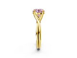 Yellow gold Fancy Pink Round Cut Diamond Solitaire Twist Band Prong Setting Ring_69