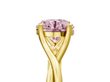 Yellow gold Fancy Pink Round Cut Diamond Solitaire Twist Band Prong Setting Ring_72