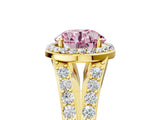 Yellow gold Fancy Pink Round Cut Diamond Split Shank Halo Ring with Four-Prong Setting_22