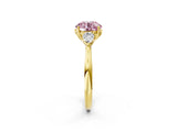 Yellow gold Fancy Pink Round Cut Diamond Three-Stone Ring with Pear Side Stones and Four-Prong Setting_49