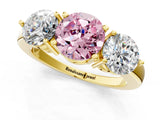 Yellow gold Fancy Pink Round Cut Diamond Three-Stone Ring with Prong Setting and Classic Band_47