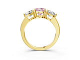 Yellow gold Fancy Pink Round Cut Diamond Three-Stone Ring with Prong Setting and Classic Band_49